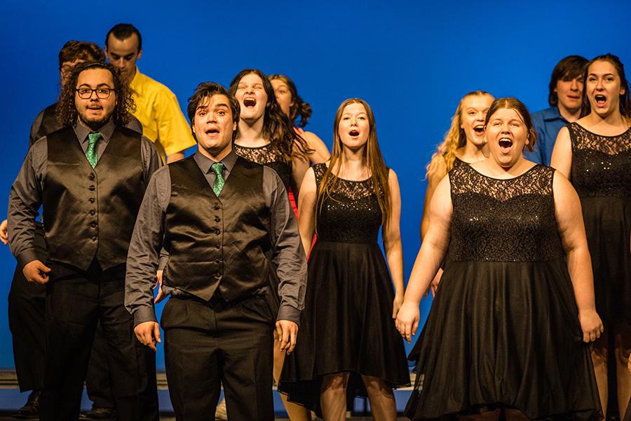 The Celebration show choir performs a variety of music styles and periods, including choreographed numbers, vocal jazz and ballads. (Photo by Todd Weddle/Northwest Missouri State University)